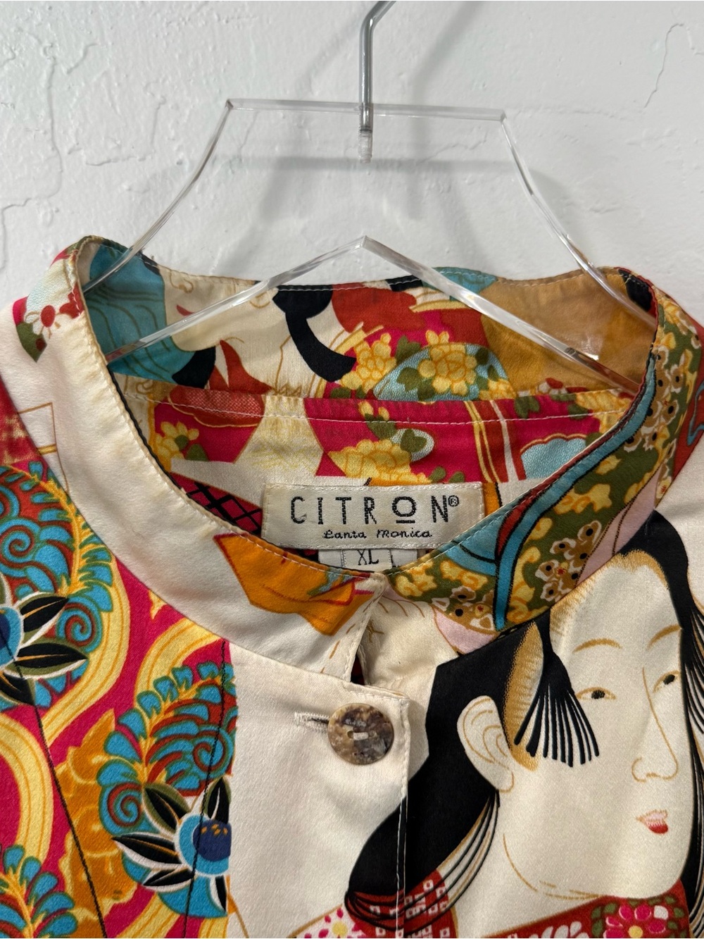 Citron Santa Monica Geisha Silk Blouse Size XL - Picture 4 of 8